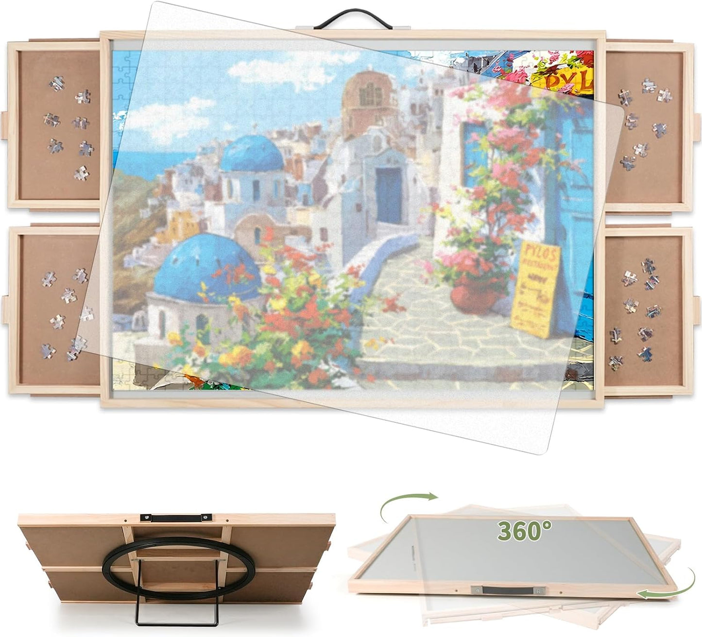 BuilderButler 1500 piezas 2 en 1 tabla de rompecabezas inclinable y...