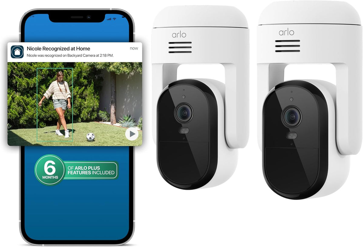 Cámara de seguridad Arlo Essential Pan Tilt de 2K + 6 meses de plan...