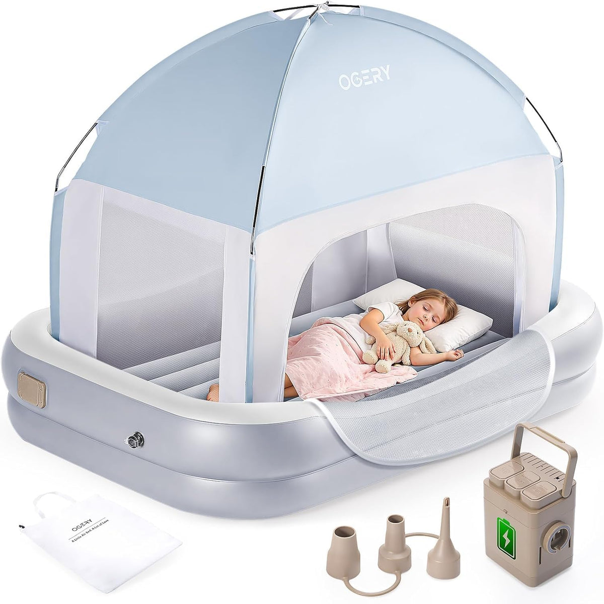 Cama de viaje inflable para niños pequeños OGERY con tienda de camp...