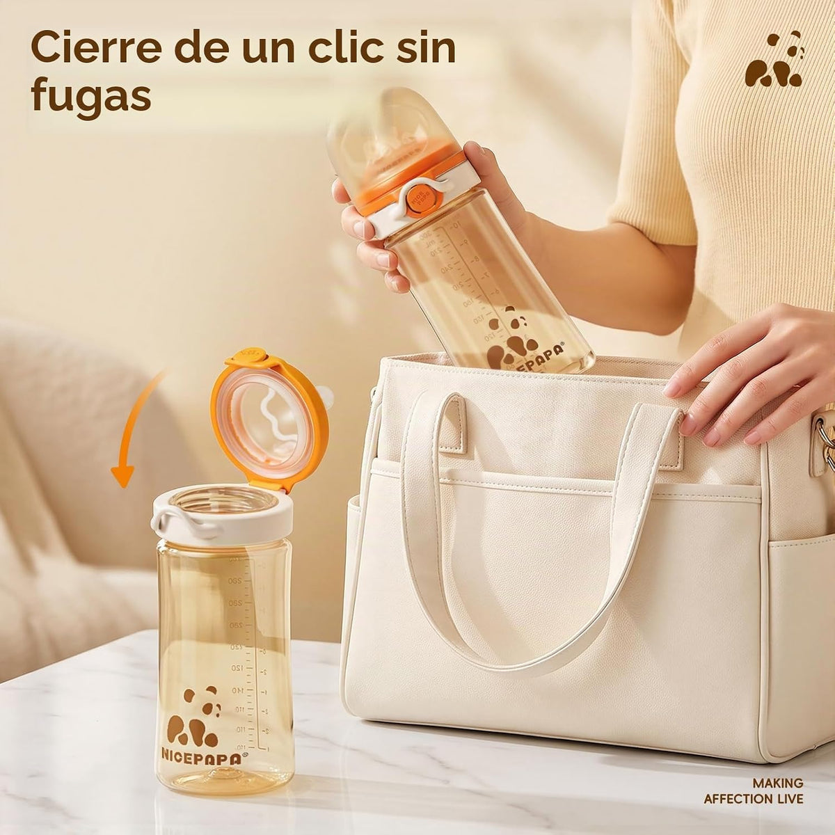NICEPAPA PPSU Biberones con tapa abatible adjunta, elementos esenci...