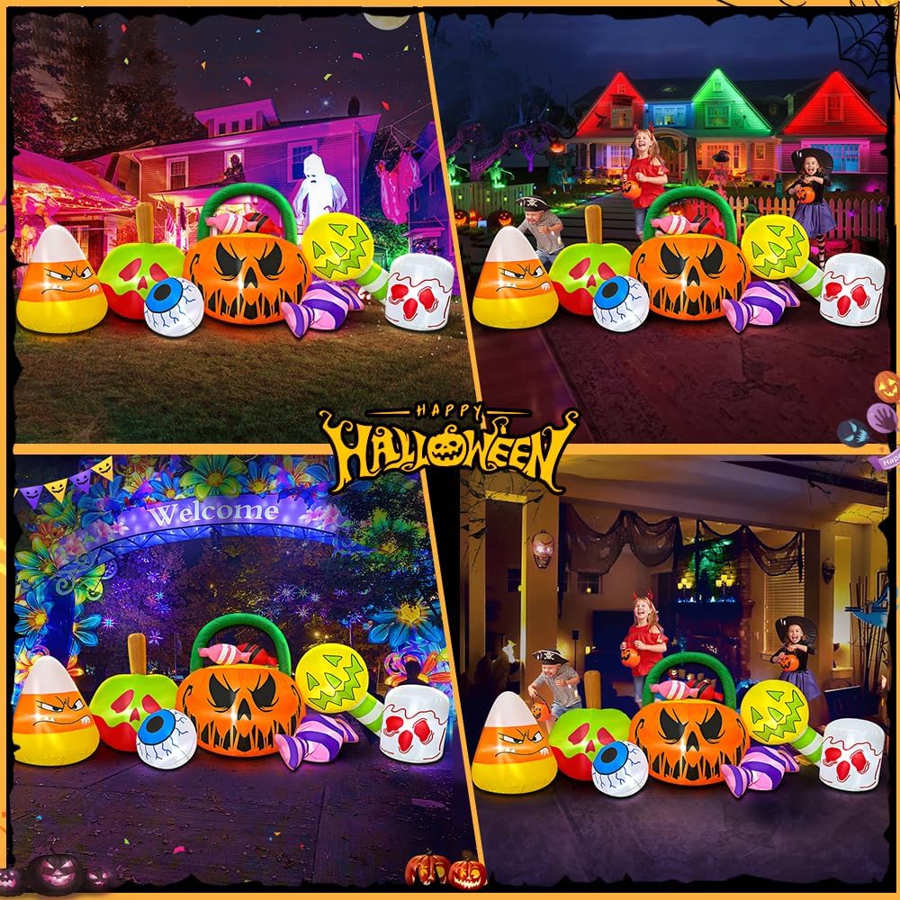 Decoración inflable de Halloween de 10 pies para exteriores, calaba...