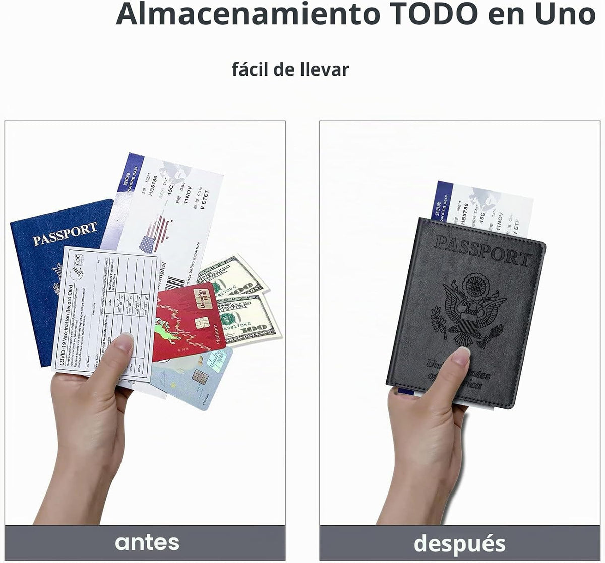 Funda para pasaporte con bloqueo RFID de piel, tarjetero con ranura...