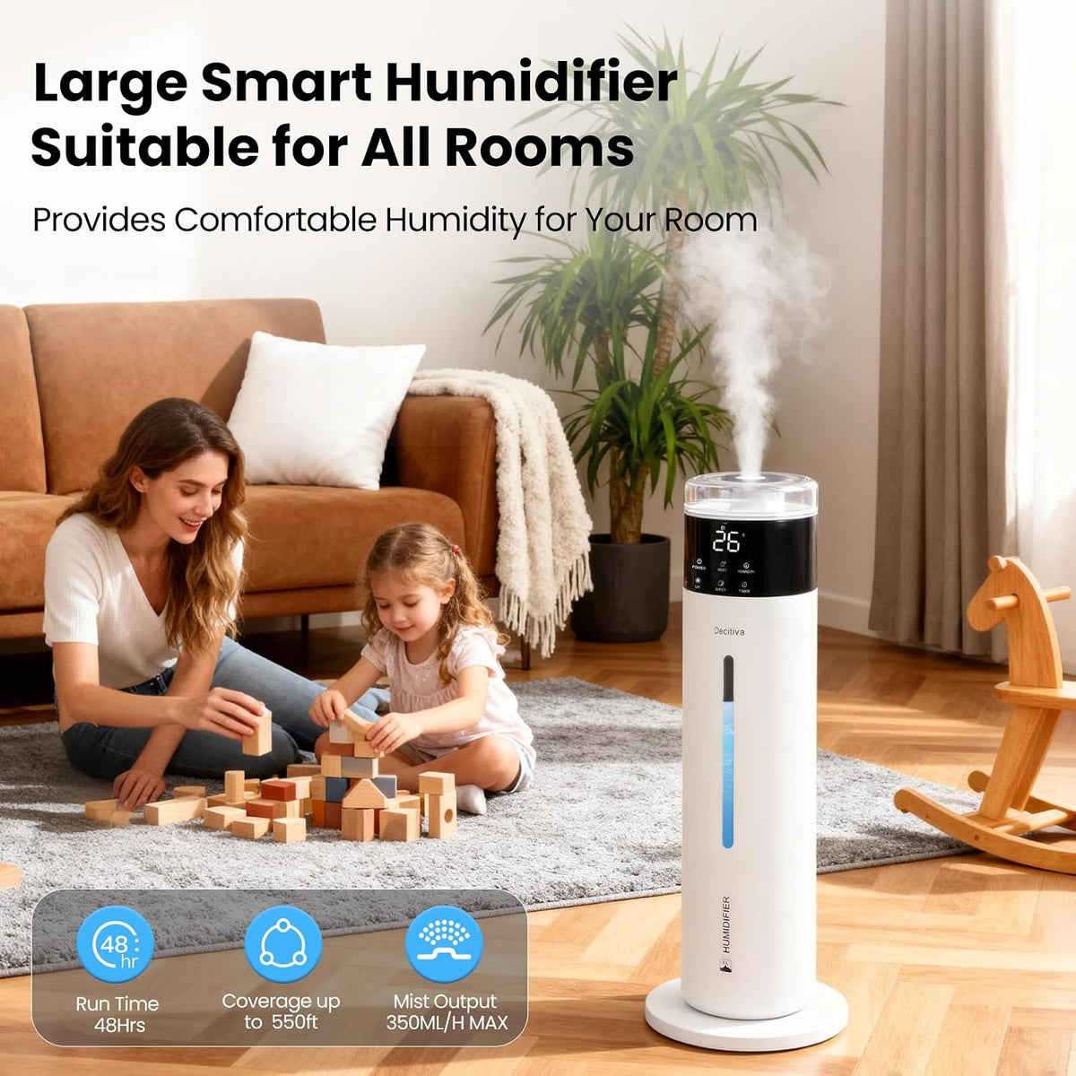 Humidificador grande para dormitorio, 8L\/2.1Gal ultrasónico de nie...