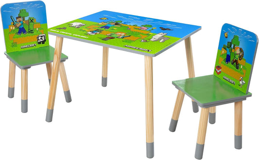 Minecraft: Juego de grupo de asientos, mesa y 2 sillas, verde y azu...