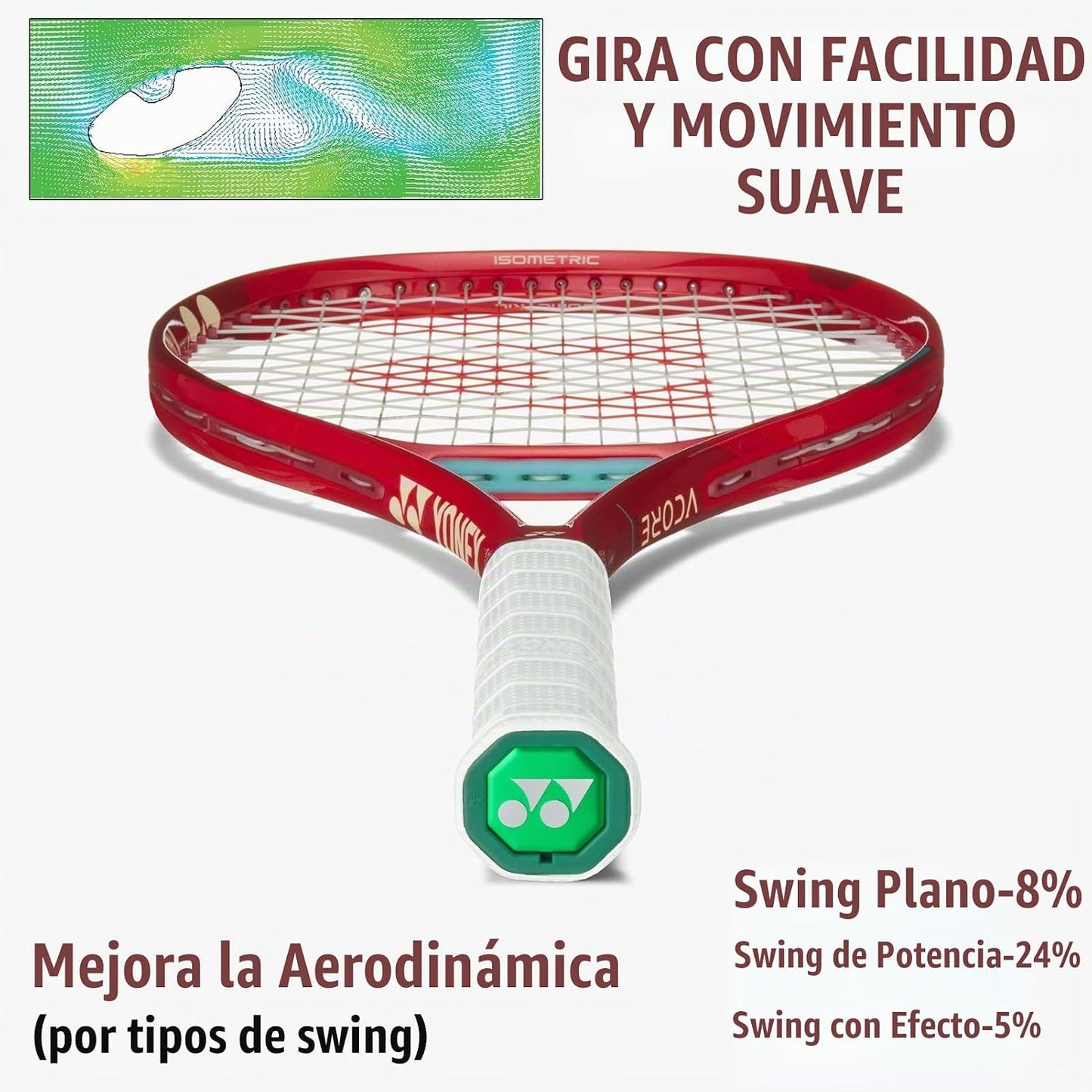 YONEX VCORE 100+ - Raqueta de tenis con punto dulce aumentado y lon...