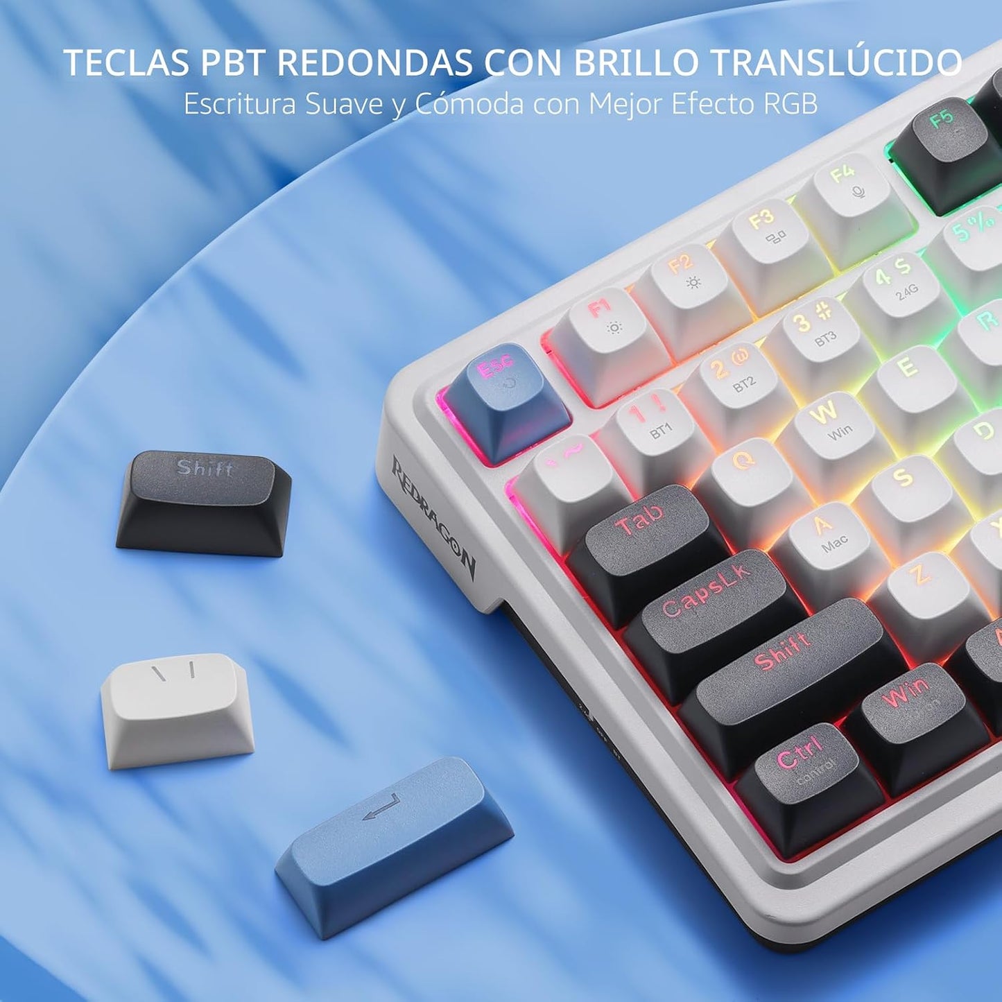 Redragon K719 Teclado inalámbrico para juegos con junta con pantall...
