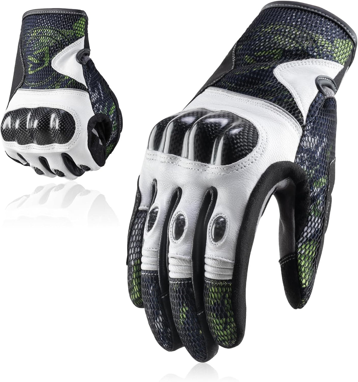 ROCKBROS Guantes de cuero para motocicleta para hombre, protección...