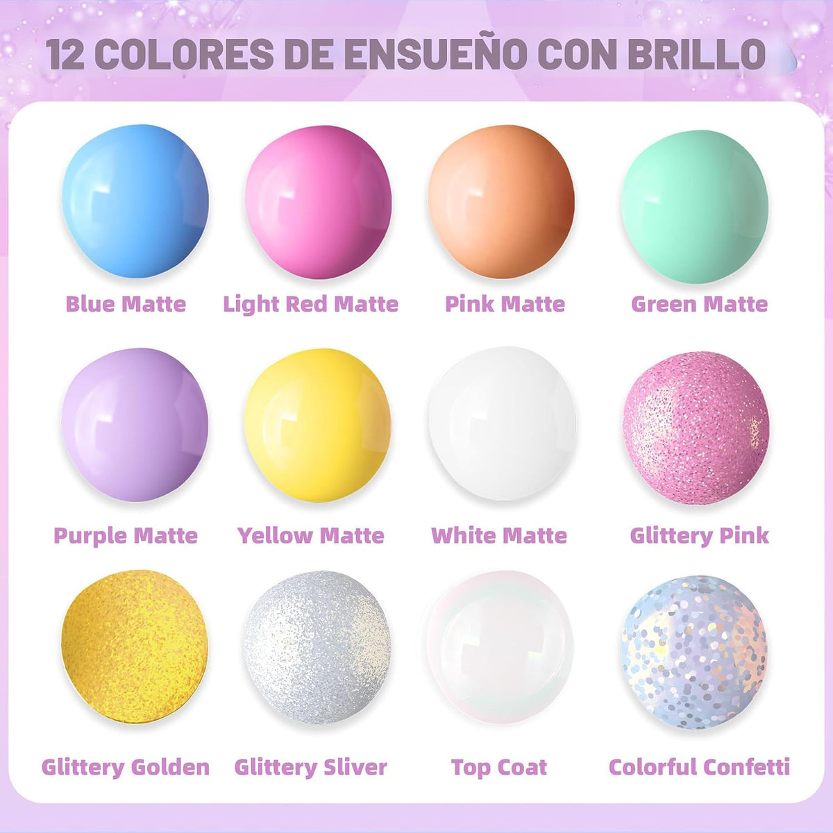 Tomons Juego de esmalte de uñas para niños, 12 colores no tóxicos a...