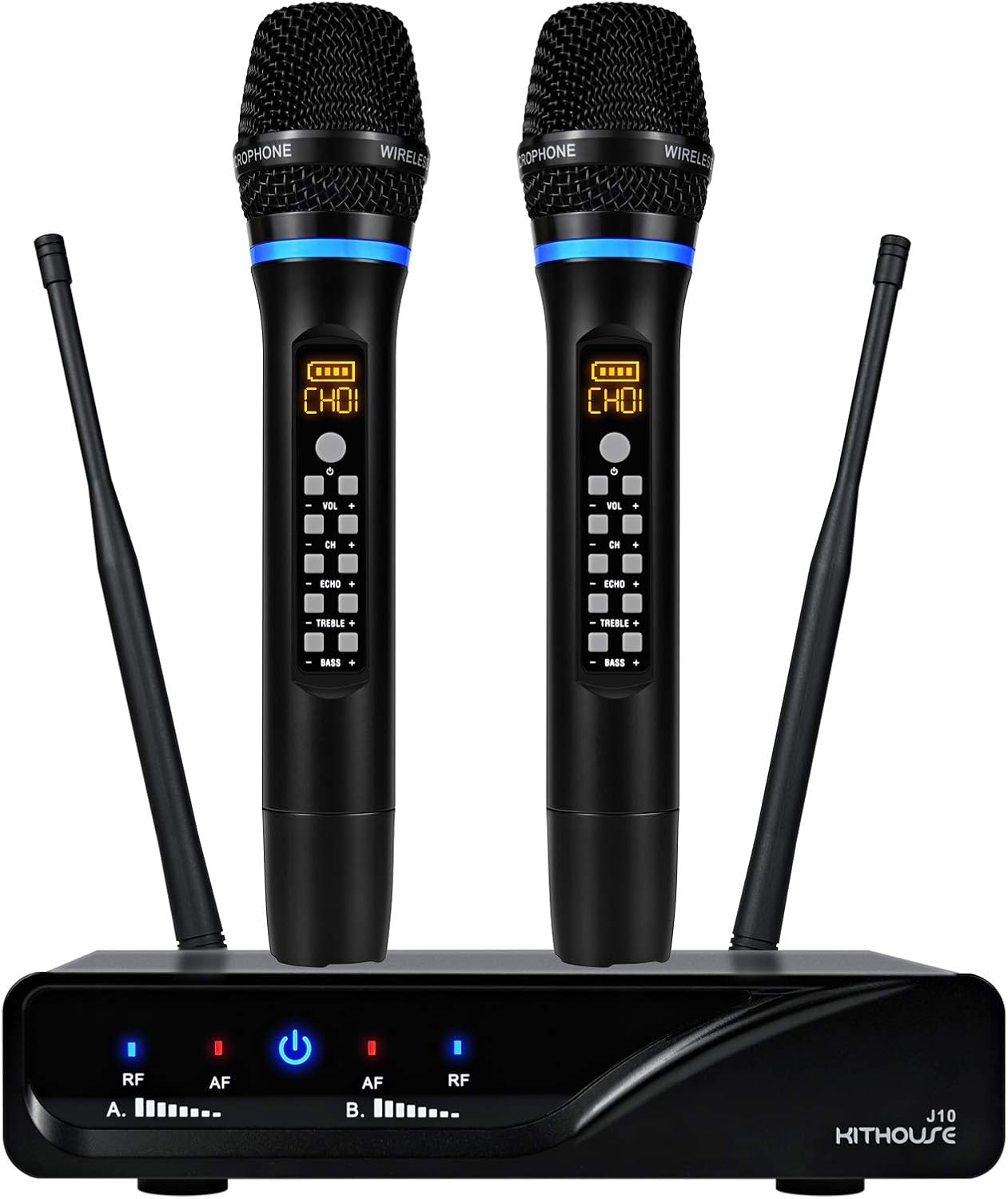 KITHOUSE Micrófono inalámbrico J10 Sistema de karaoke recargable, m...