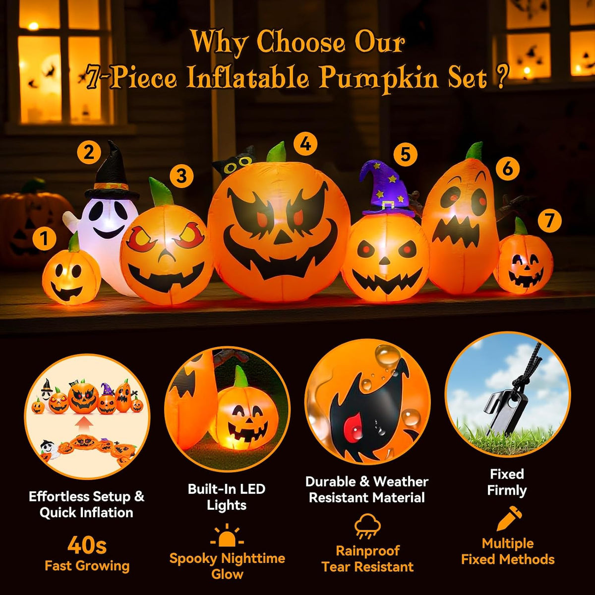 Inflables de Halloween de 9 pies, decoraciones de Halloween inflabl...