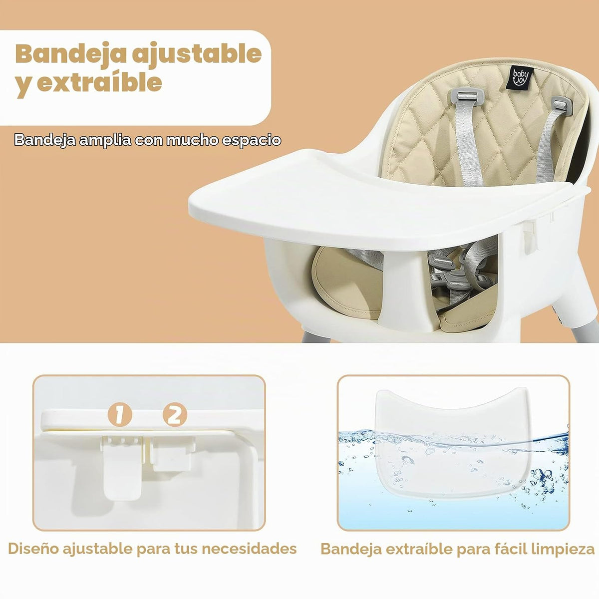 HONEY JOY Silla alta 5 en 1 convertible, silla alta para bebés y ni...