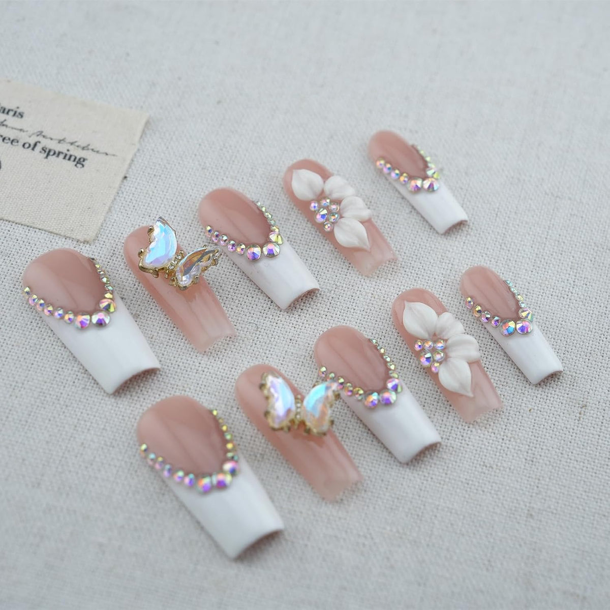 Uñas postizas a presión hechas a mano de lujo - Uñas postizas larga...