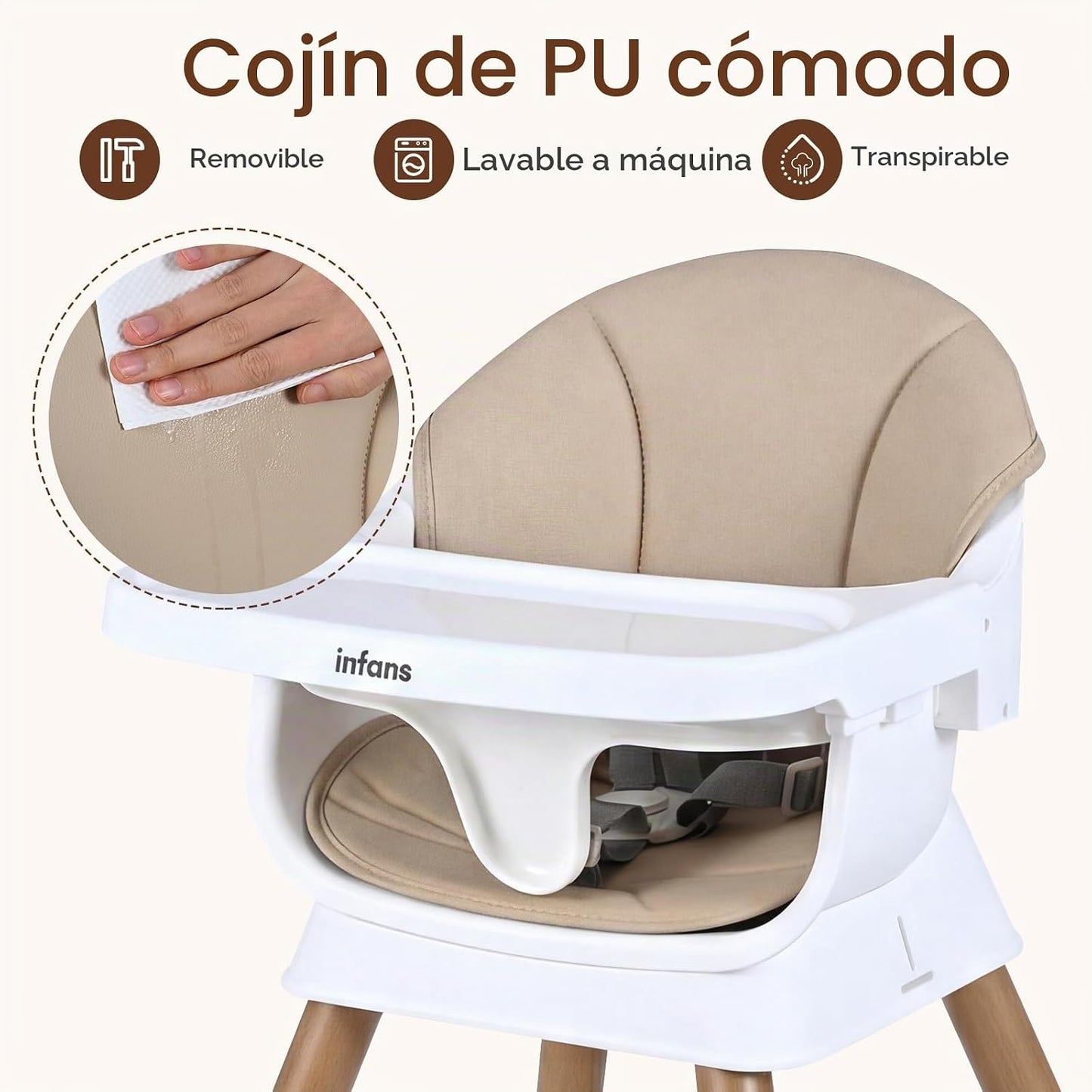 INFANS Silla alta para bebé, silla alta convertible 9 en 1 para beb...