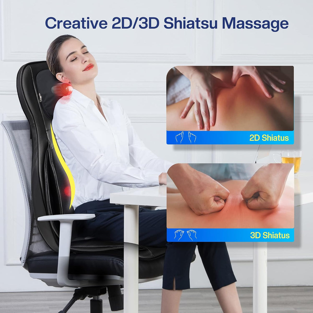COMFIER Shiatsu - Masajeador de espalda de cuello con calor, almoha...