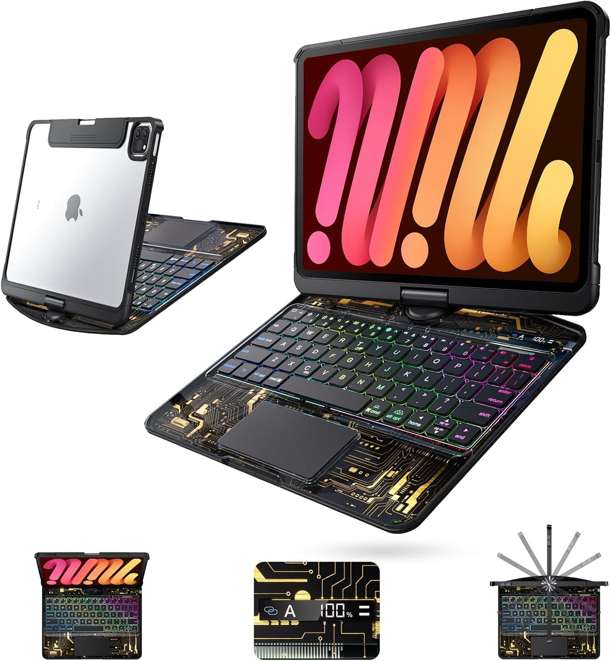 Tiaota Funda transparente con teclado inalámbrico para iPad mini 7...
