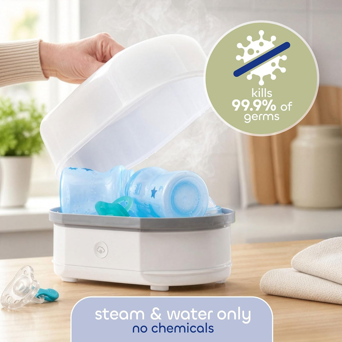 Chicco Esterilizador de vapor eléctrico 3 en 1 para biberones y acc...
