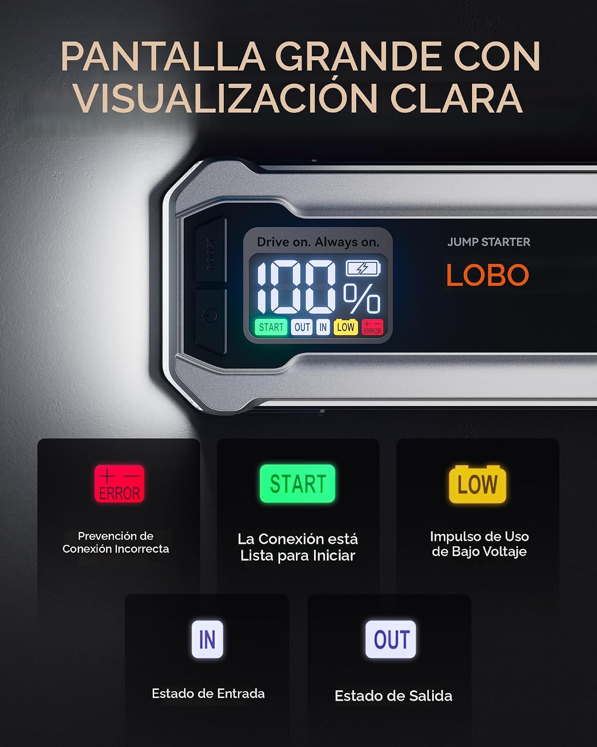 WOLFBOX Arrancador de 4000 A, batería de coche de 12 V portátil con...