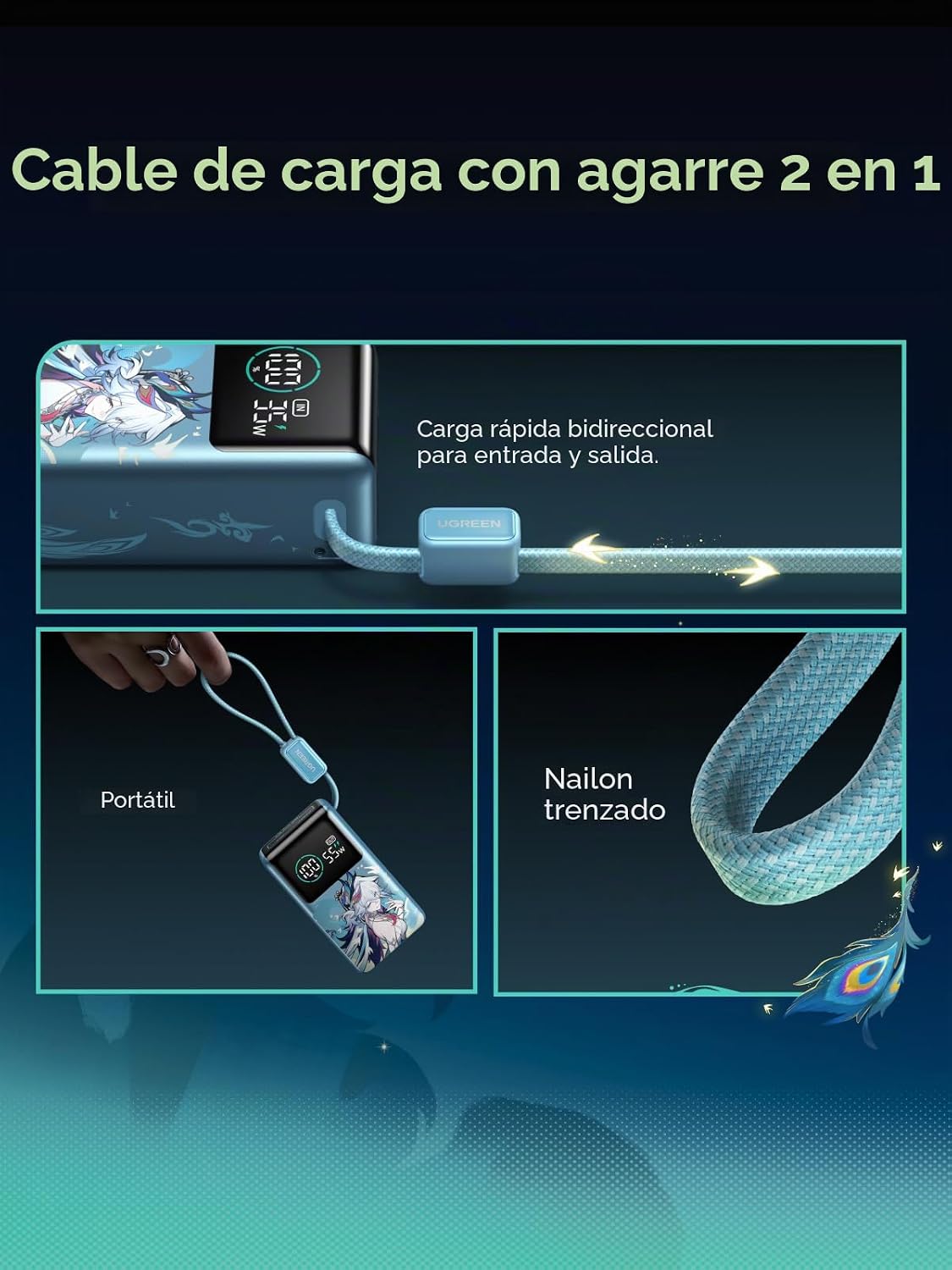 UGREEN x Honkai Star Rail 10000mAh 55W Banco de energía de cable in...