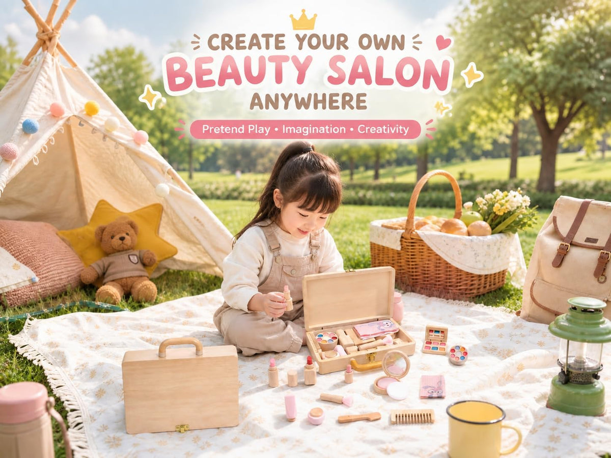 Juego de tocador de madera para niñas, salón de belleza con espejo...