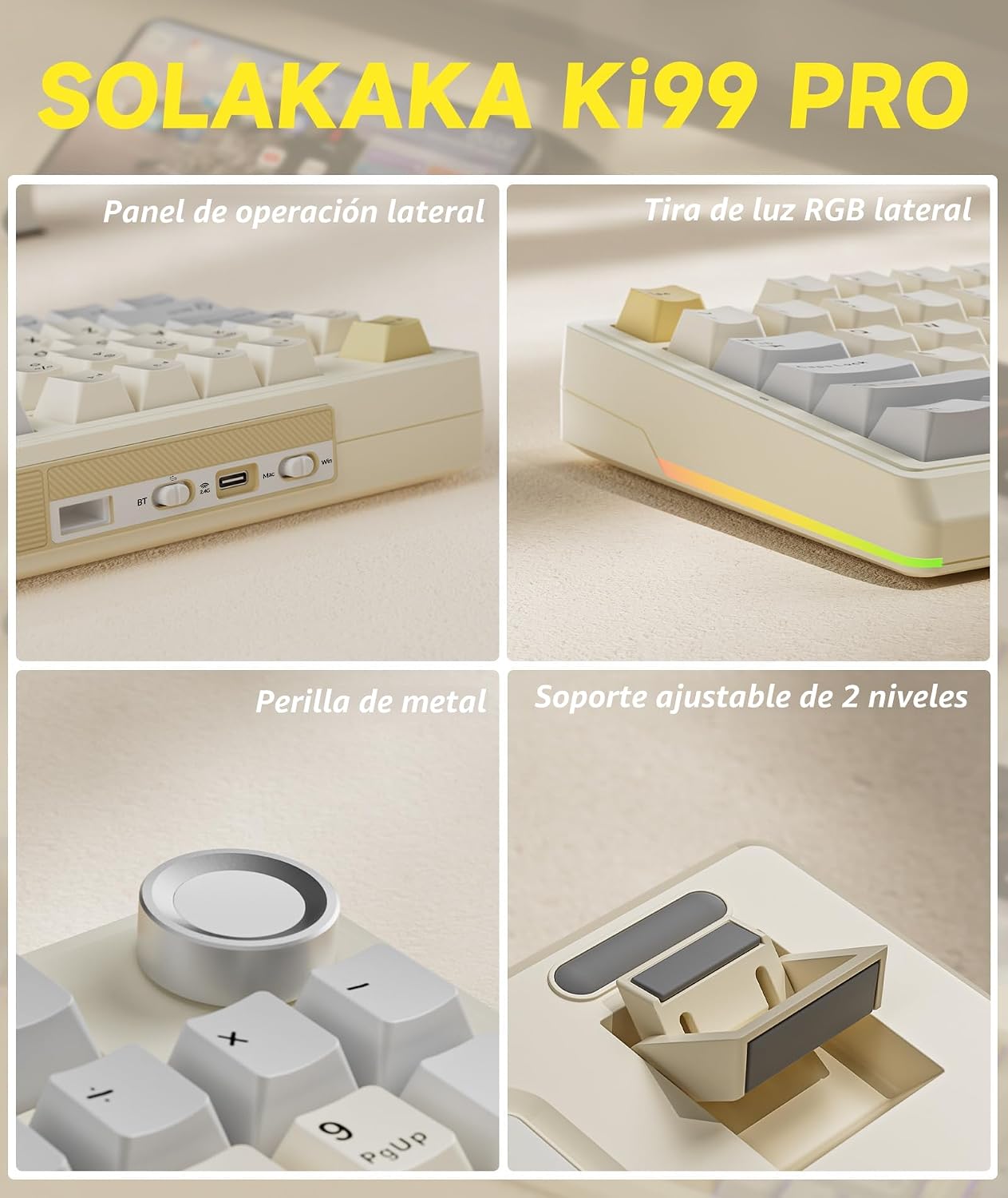 SOLAKAKA KI99 Pro - Teclado inalámbrico para juegos al 96 %, teclad...