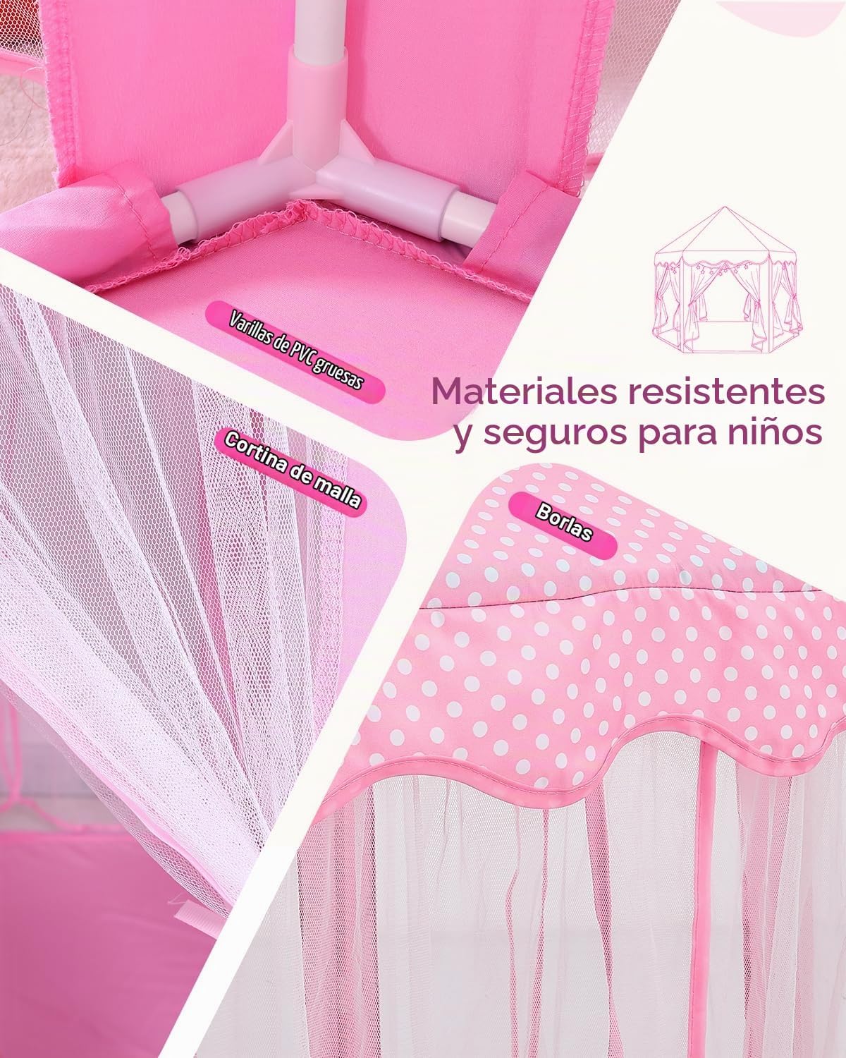 Tienda de campaña de princesa para niñas, castillo de hadas, tienda...
