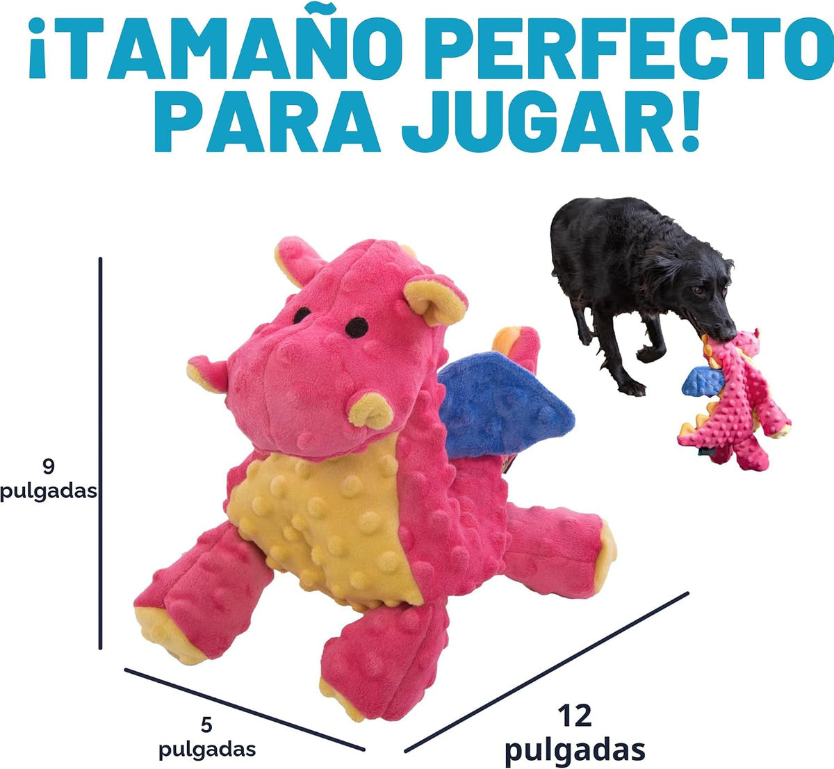 goDog - Juguete de peluche chirriante de dragón para perro, tecnolo...