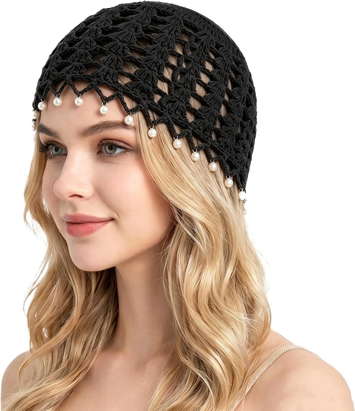 Zxcog Gorro de calavera de ganchillo para mujer, hecho a mano, con...