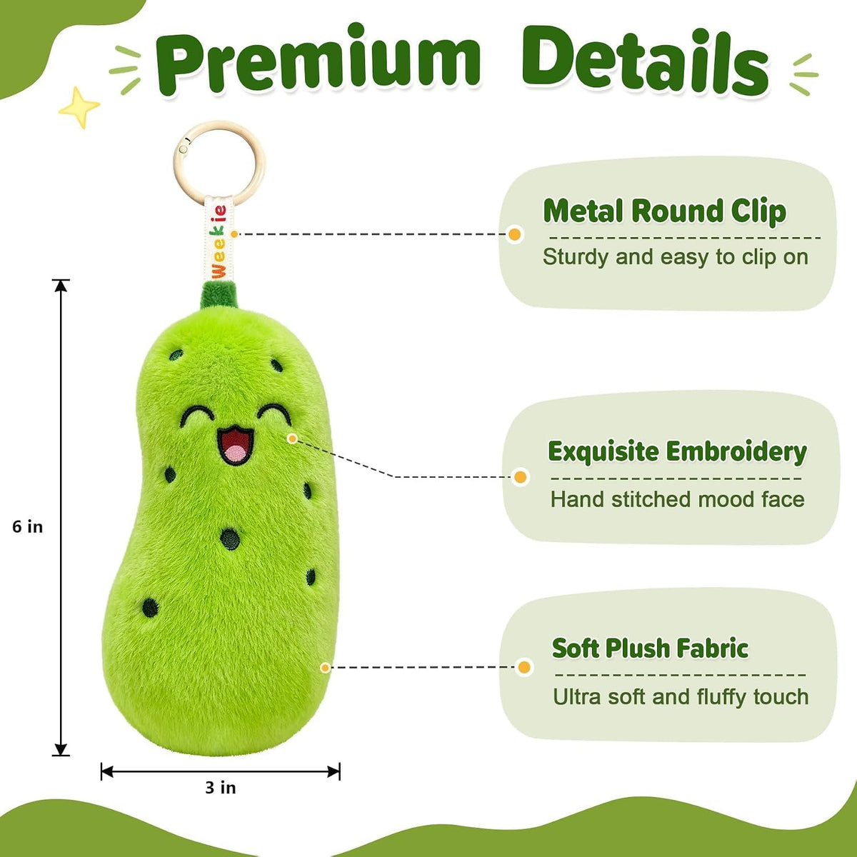 Ausener Weekie Wonders - Dije emocional para bolsa de peluche, anim...