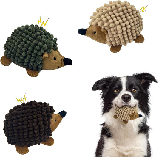 Juguetes para perros de erizo 2 en 1 sin relleno, 3 piezas, bola ch...