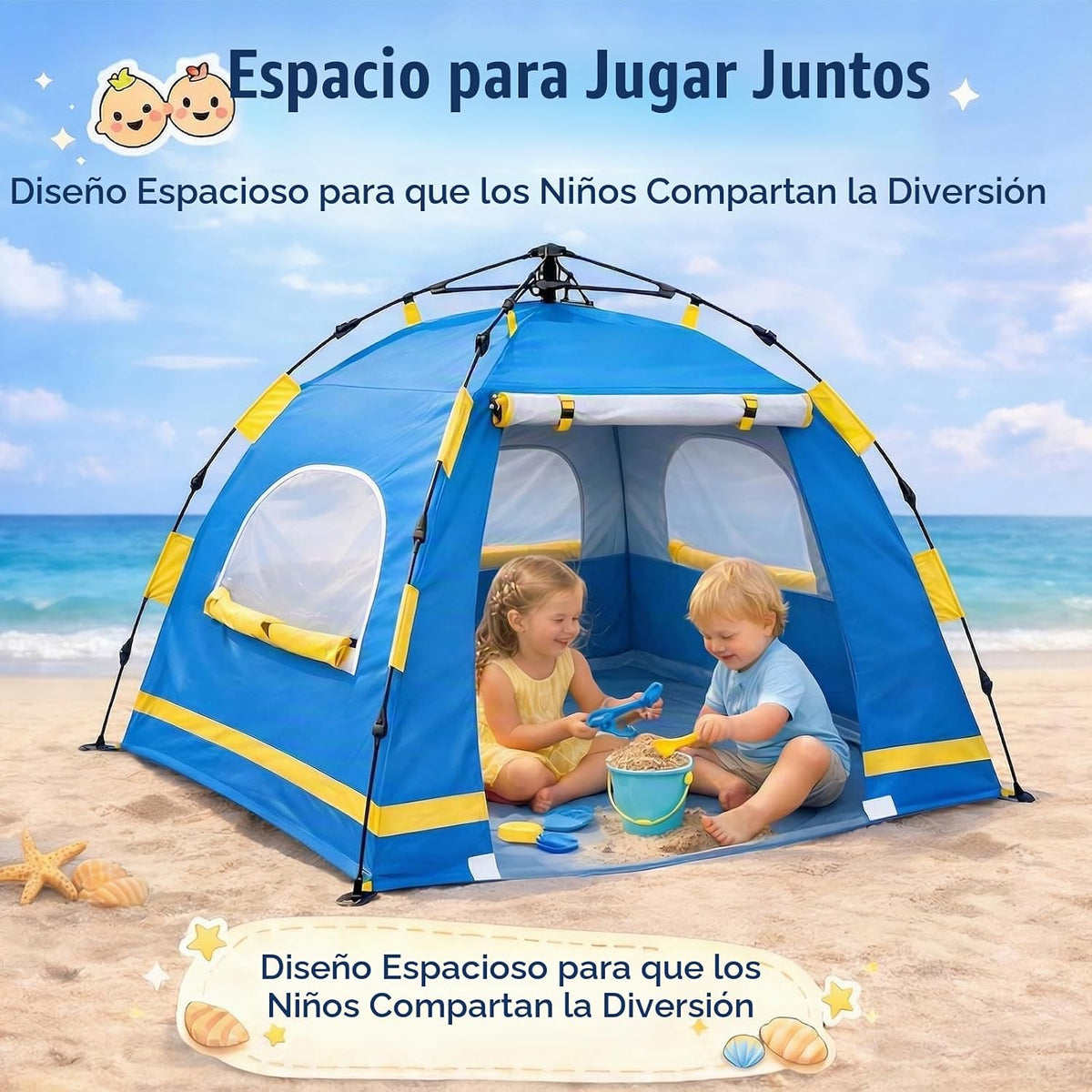 Tienda de campaña de playa para bebés con protección UV UPF 50+, in...
