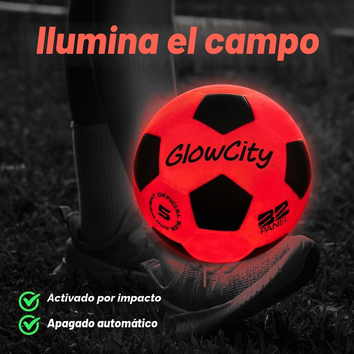 GlowCity Balón de fútbol que brilla en la oscuridad - Tamaños 3, 4,...
