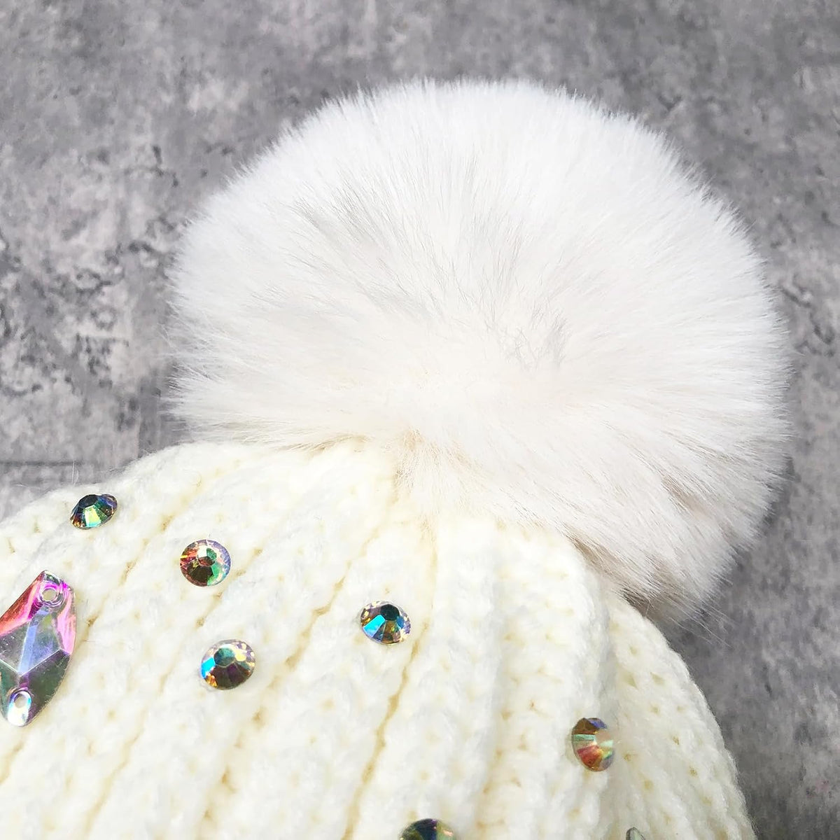 Julpsk Gorro de punto de invierno con diamantes de imitación brilla...