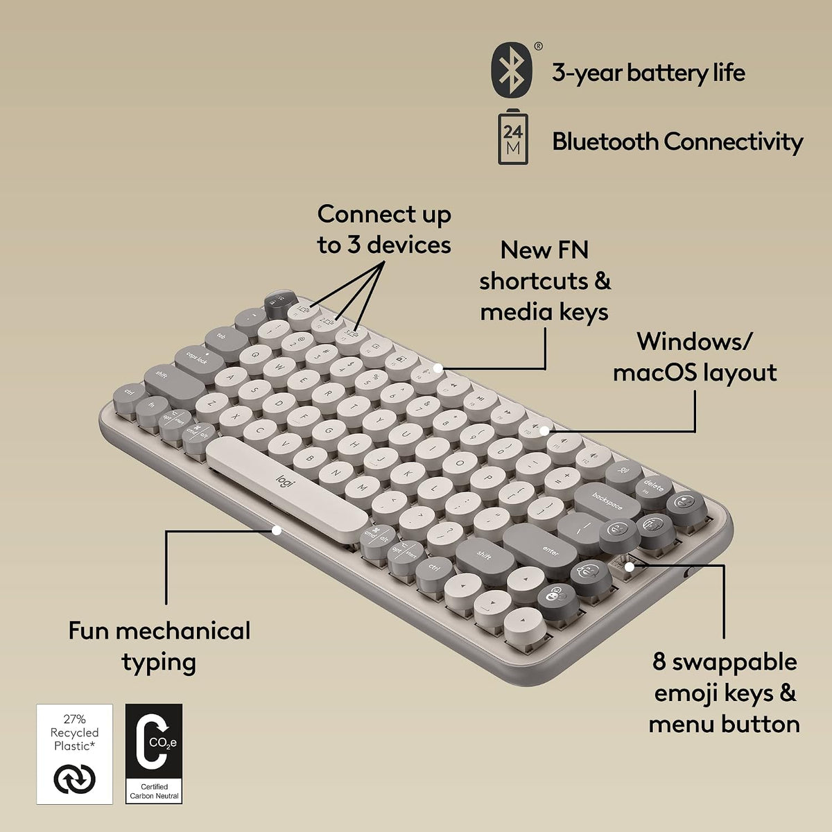 Logitech POP Keys + POP Mouse Conjunto de teclado inalámbrico y mou...