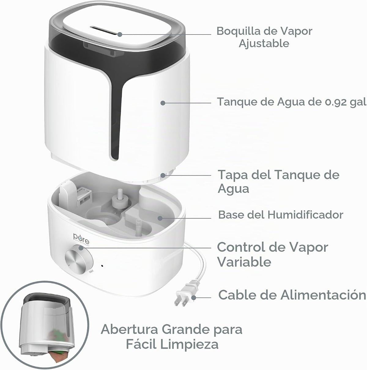 Pure Enrichment HUME Humidificador ultrasónico de niebla fría | Tan...