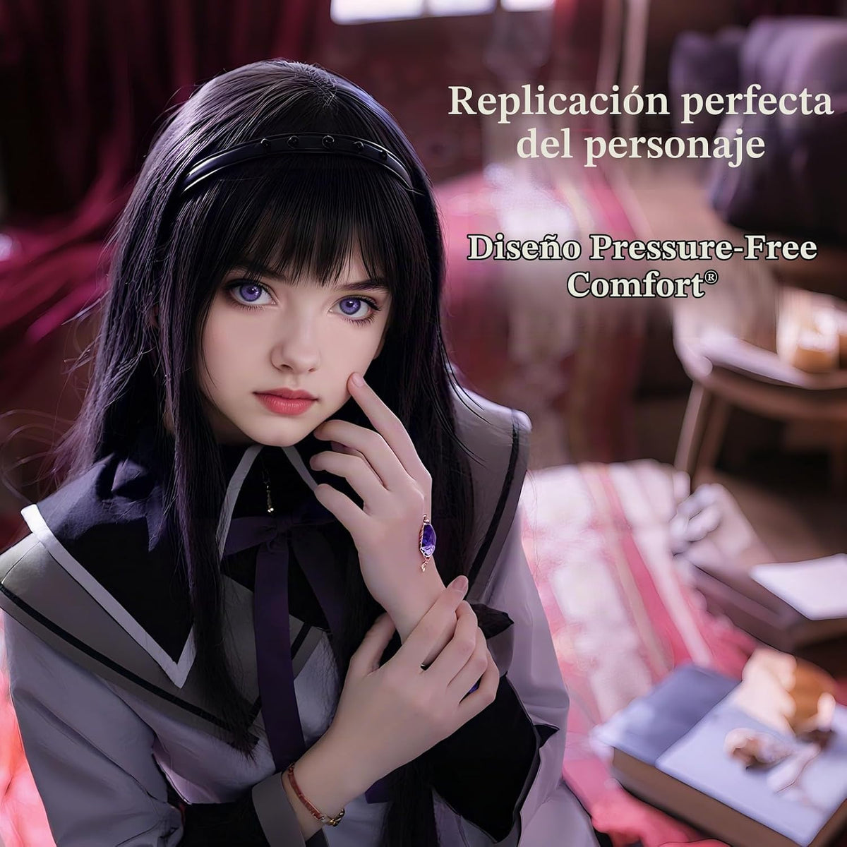 YONGCANWIG Bonita peluca larga de Halloween para cosplay, 2 gorras...