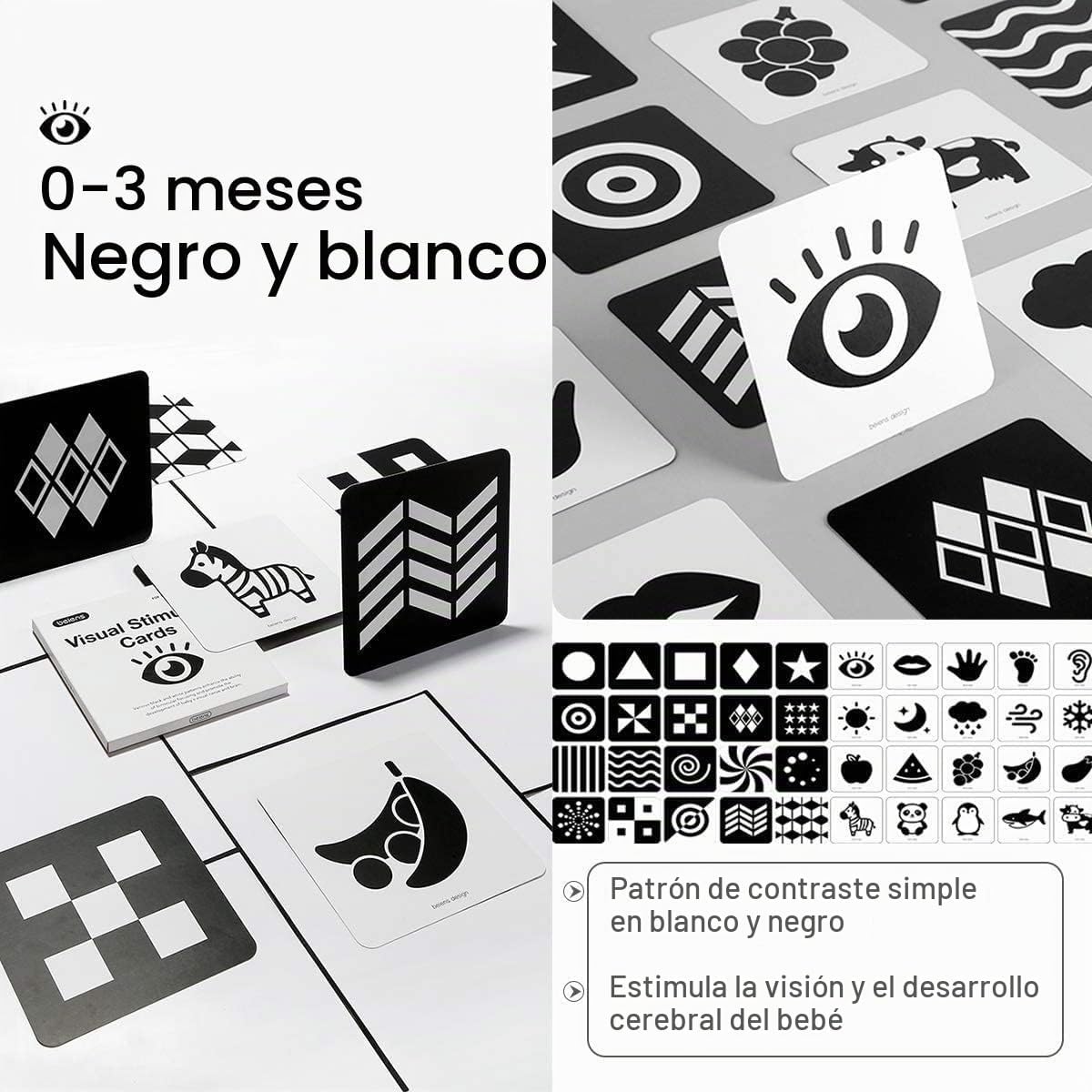 beiens Tarjeta flash del bebé del alto contraste, 80pcs 160Page tar...