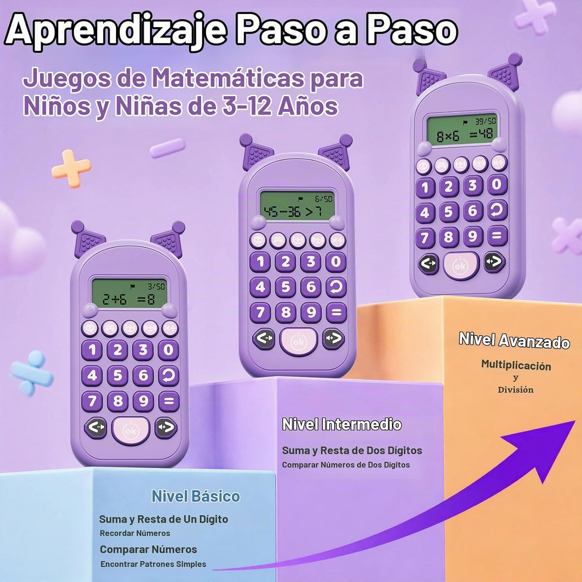 Juegos de Matemáticas para Niños de 3 a 12 Años, Juguete Portátil d...