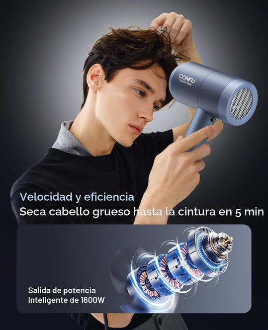 CONFU Secador de pelo con difusor, secador de pelo para mujer, seca...