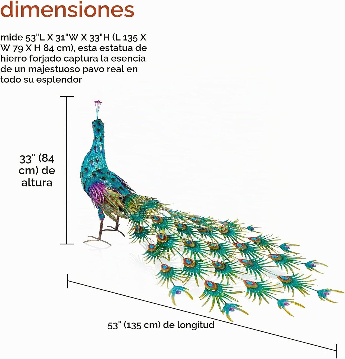 Alpine Corporation HEH378 - Decoración majestuosa de pavo real de m...