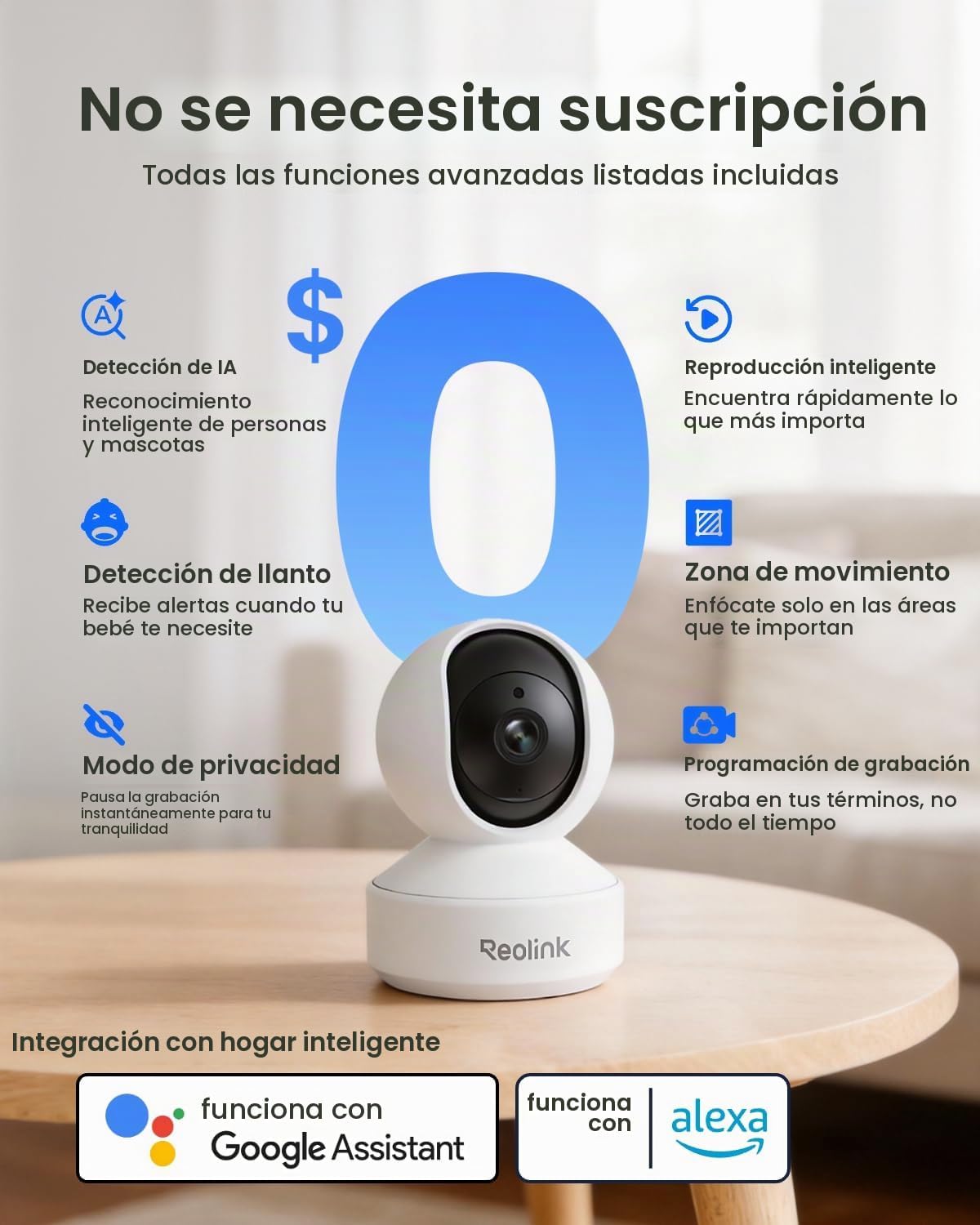 Cámara de seguridad para interiores, Reolink E1 Pro cámara de WiFi...