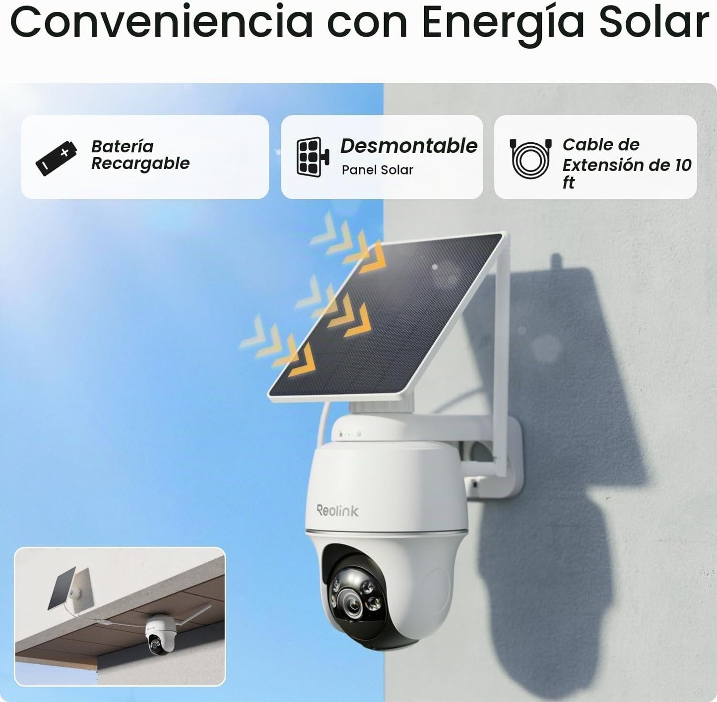 REOLINK 360° PT - Cámaras de seguridad solares inalámbricas para ex...