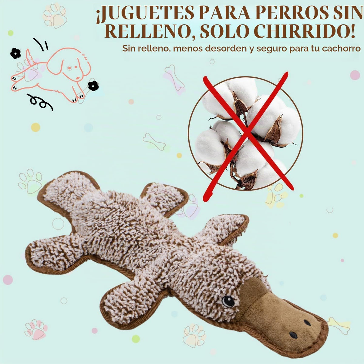 Juguetes chirriantes para perros sin relleno, juguetes masticables...
