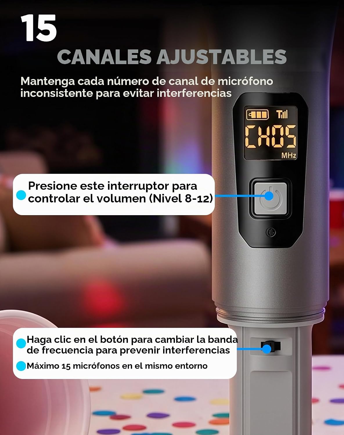 Bietrun Micrófono Inalámbrico XLR, Conjunto de Micrófono Dinámico d...