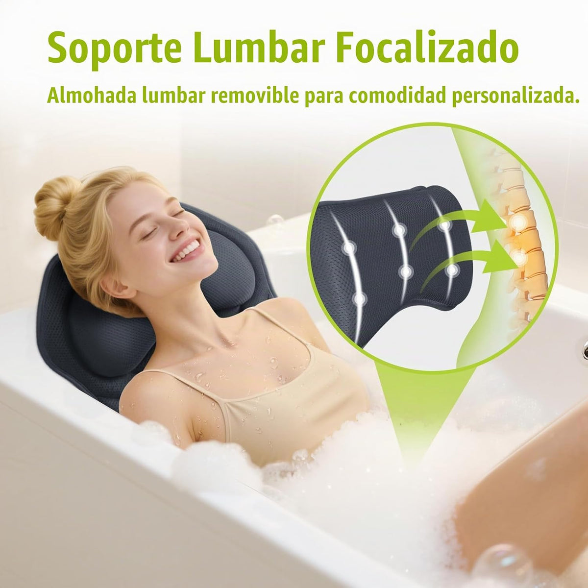 Bathland Almohada de baño de cuerpo completo para tina - Almohada d...