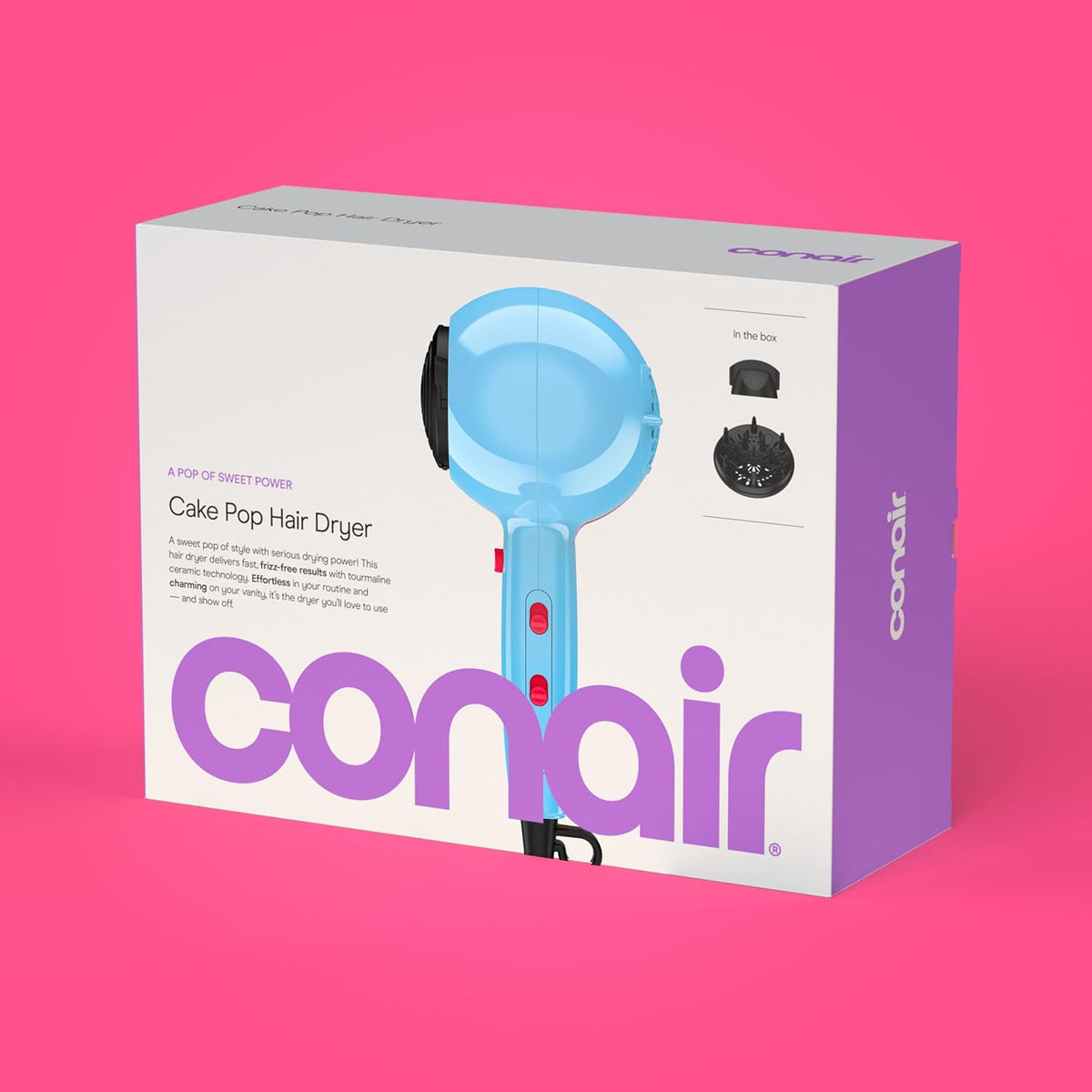 Conair Secador de pelo Cake Pop con accesorios difusores y concentr...