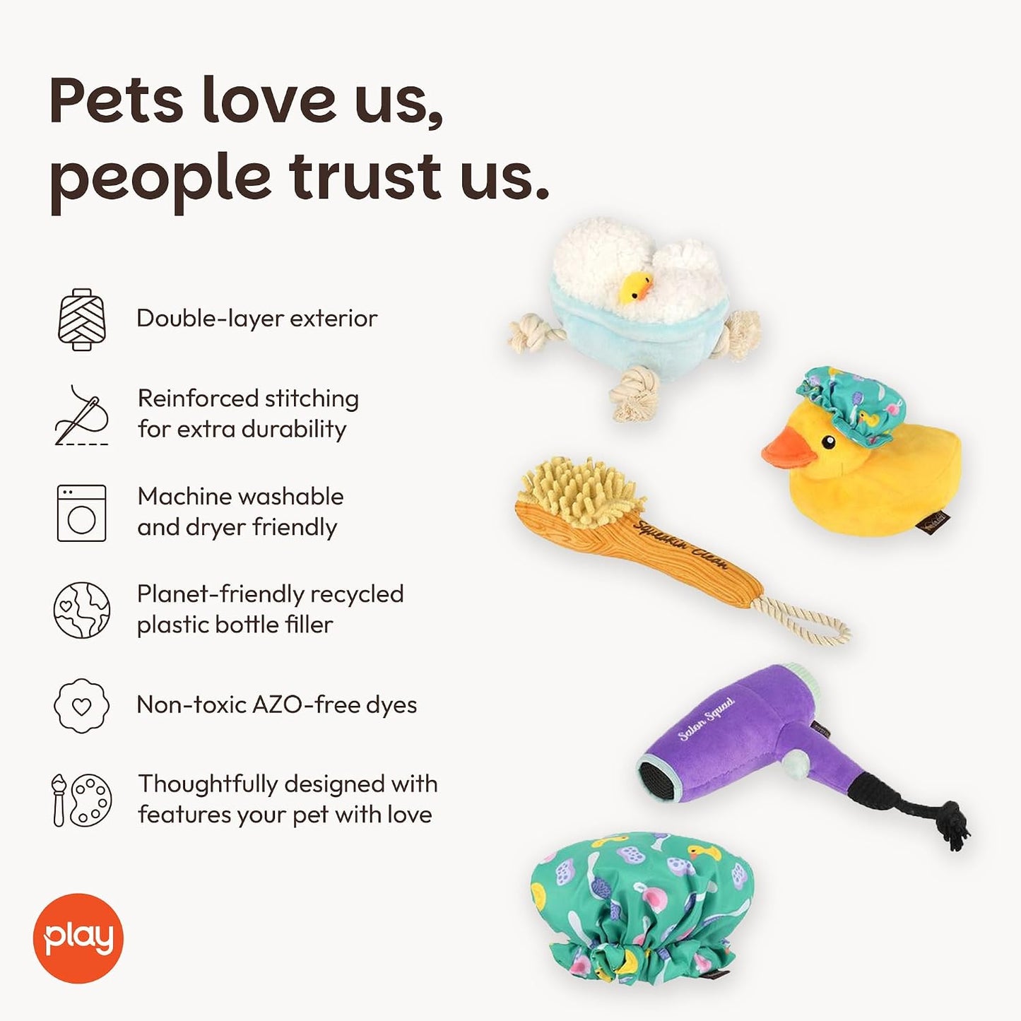 P.L.A.Y. Bonitos juguetes de peluche para perros, con temática de b...