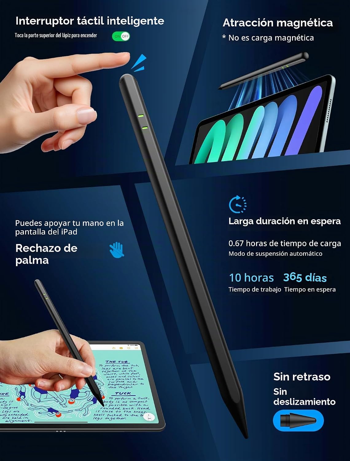 Lápiz para Apple iPad A16\/10\/9\/8\/7\/6ª generación, Pro 13\/12.9...