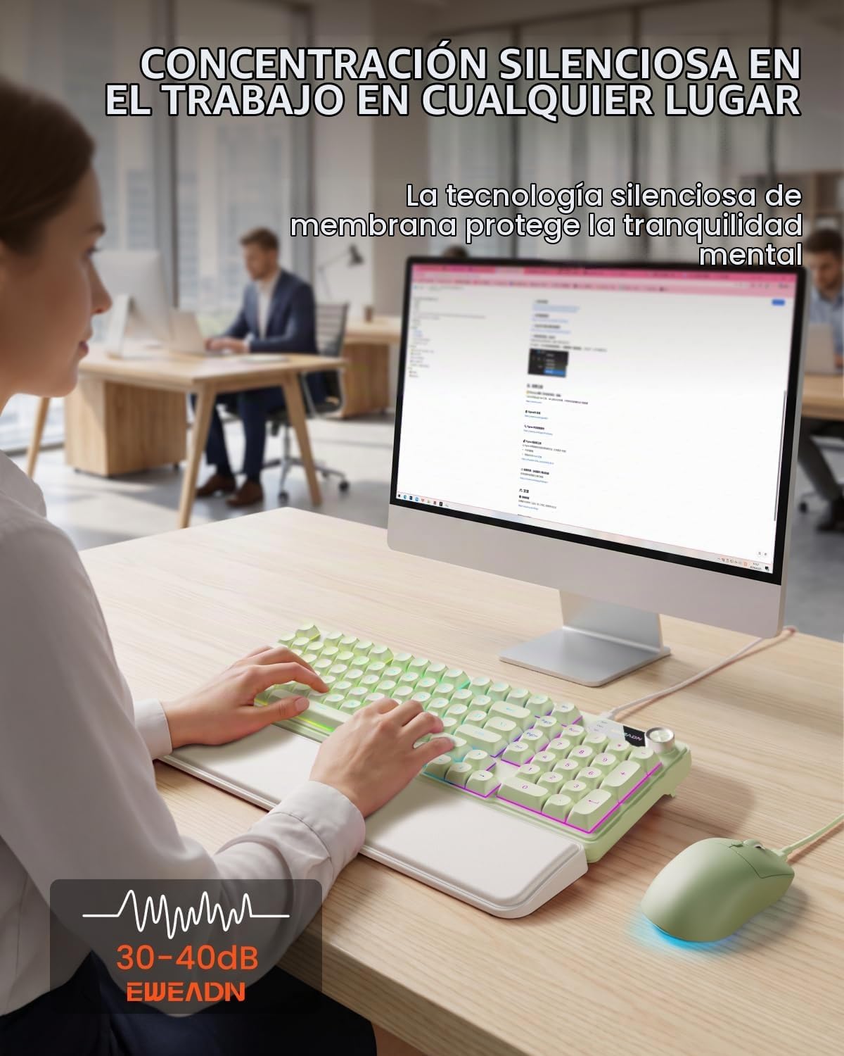Combo de teclado y mouse con cable EWEADN con reposamuñecas desmont...