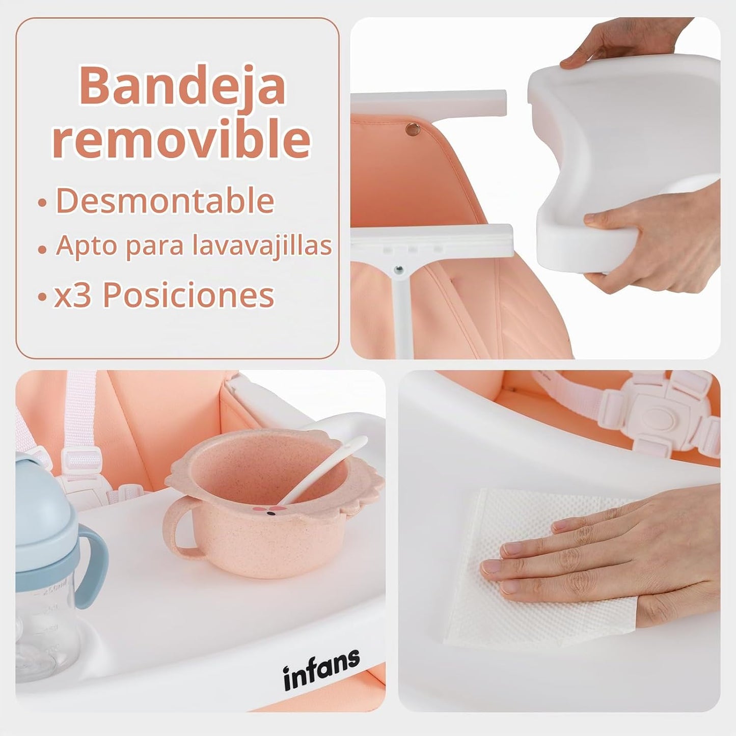 INFANS Silla alta para bebé, silla alta portátil plegable rápida pa...