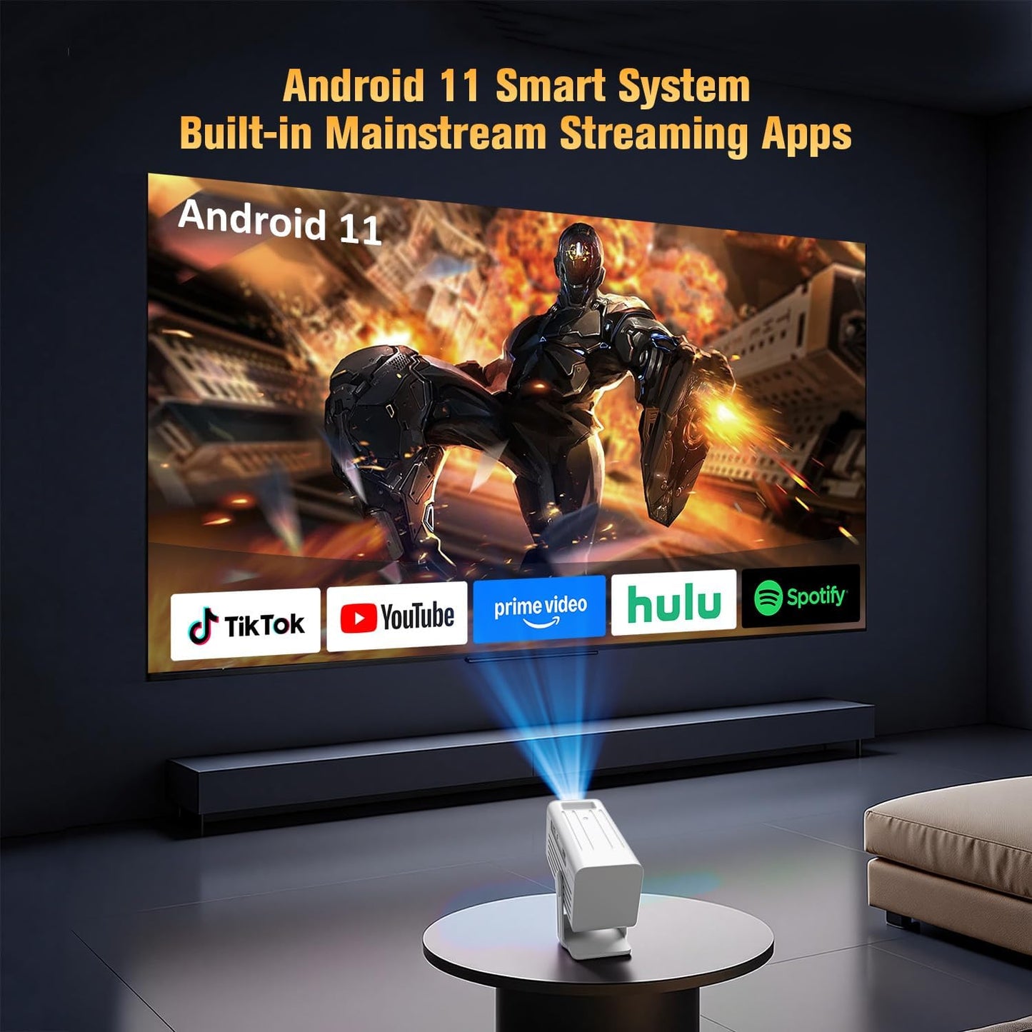 XENPONAD Mini proyector con WiFi y Bluetooth, proyector compatible...